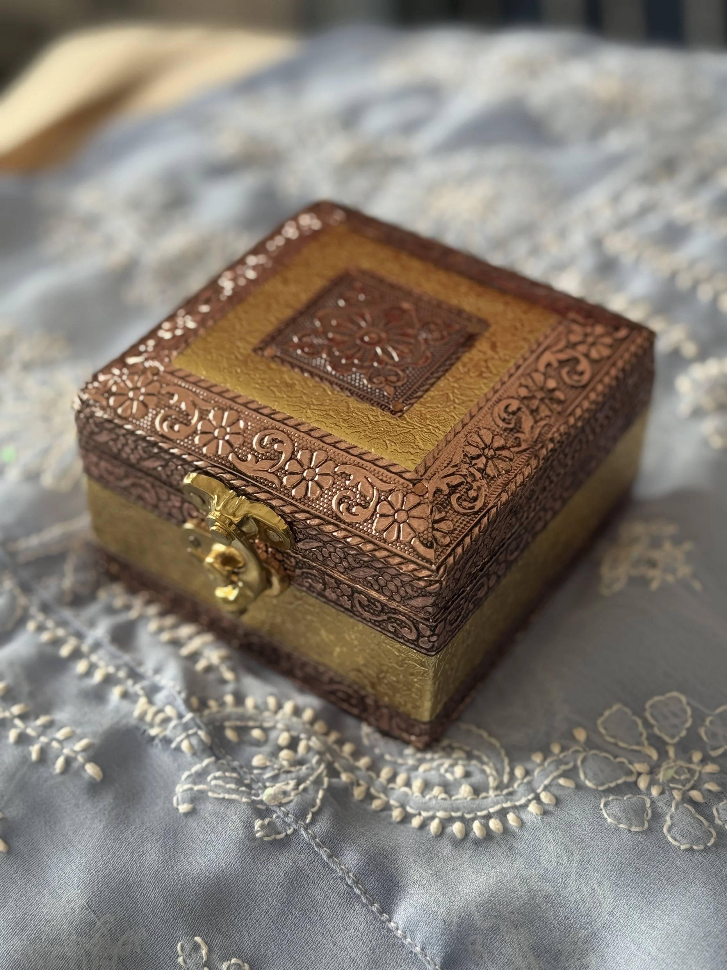 Gold copper Jewellery Box