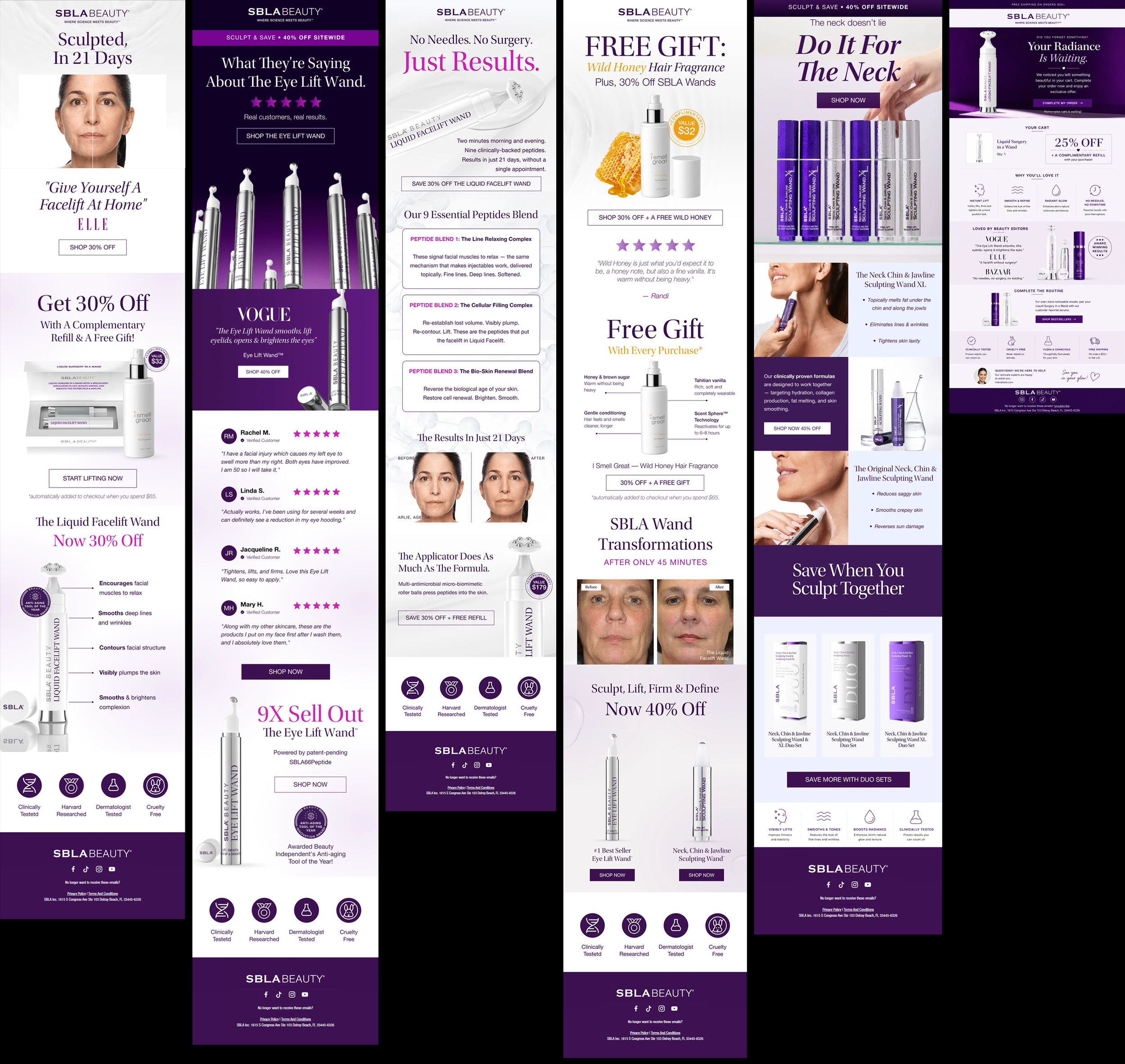 SBLA Beauty email designs desktop