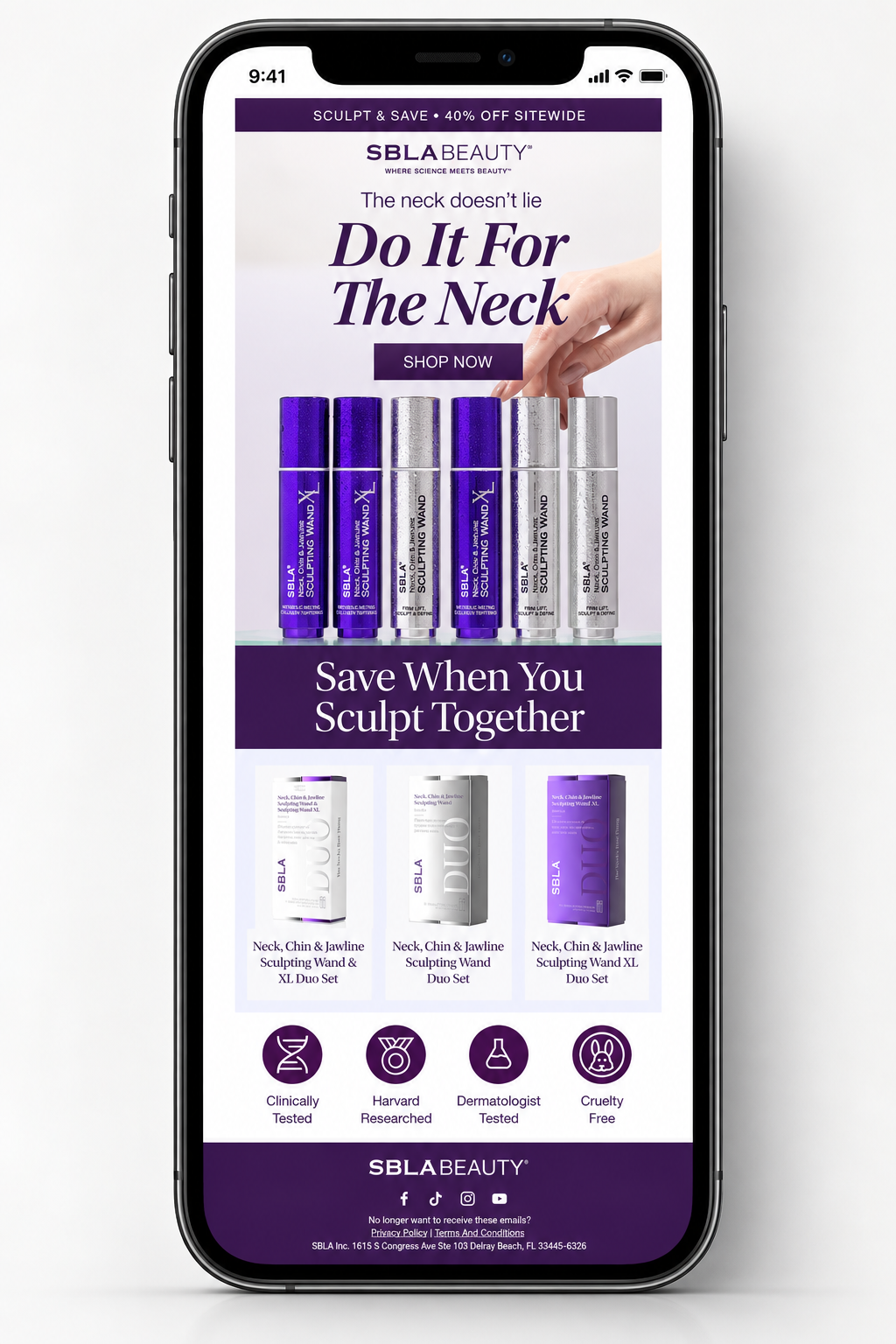 SBLA Beauty email mobile design