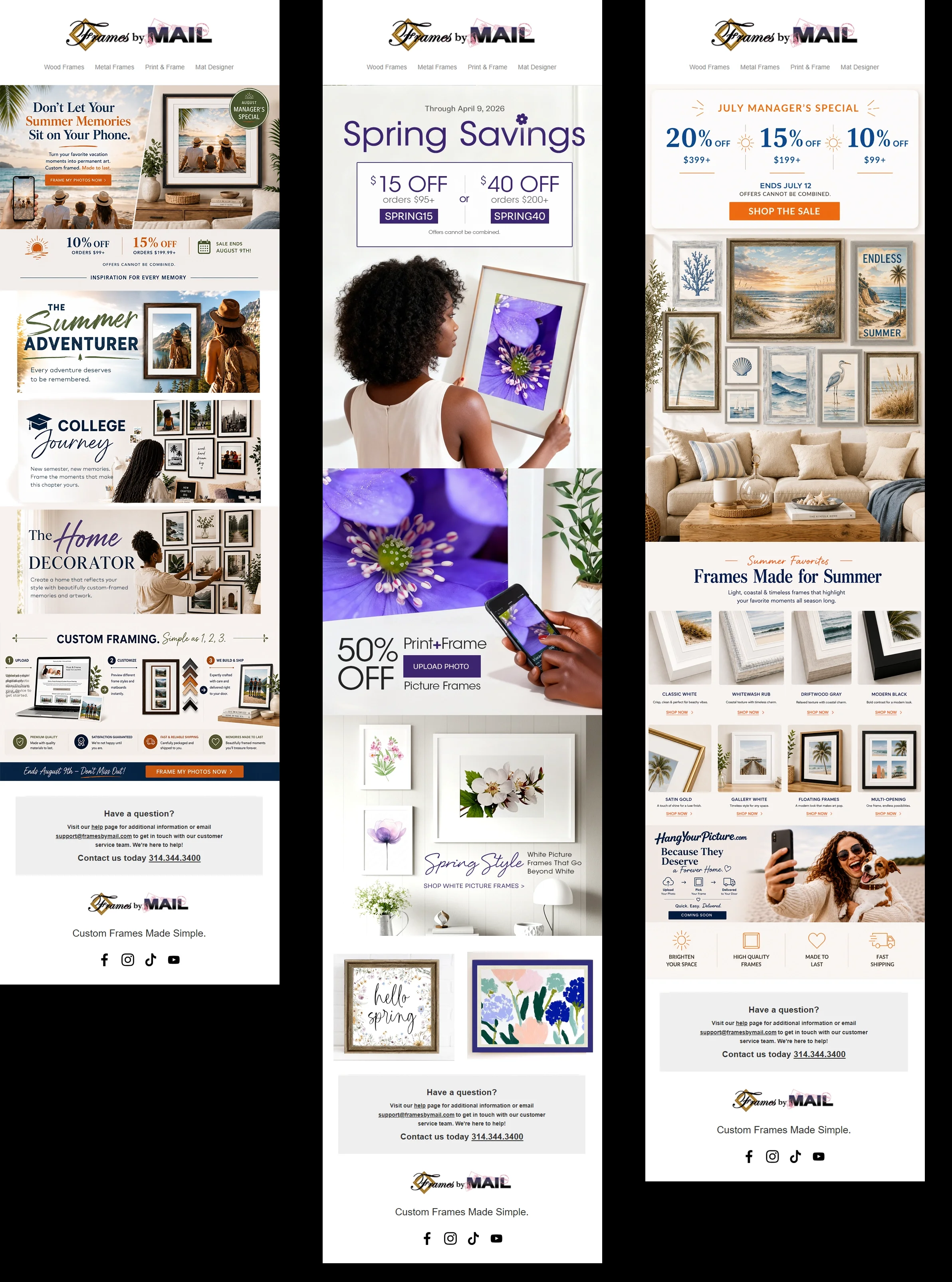 Frames by Mail email designs desktop