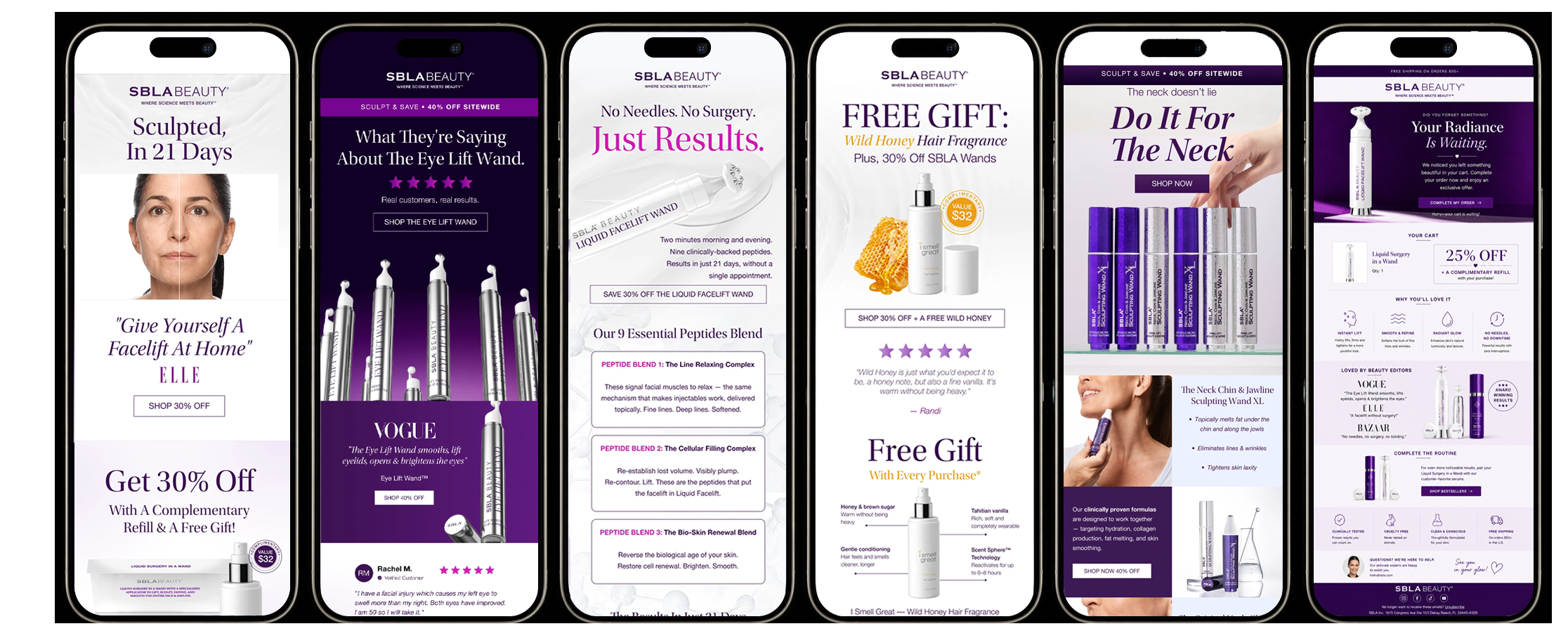 SBLA Beauty email designs mobile