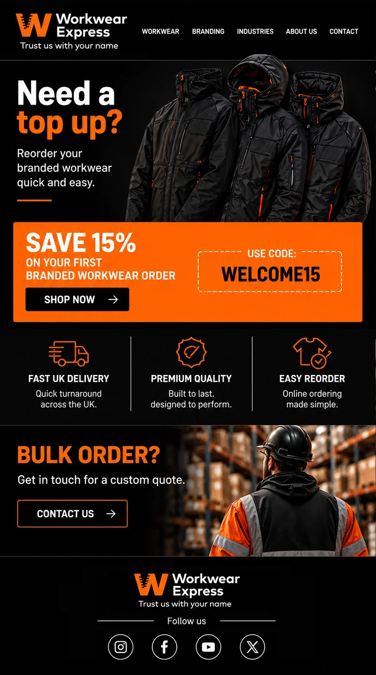 Workwear Express email design