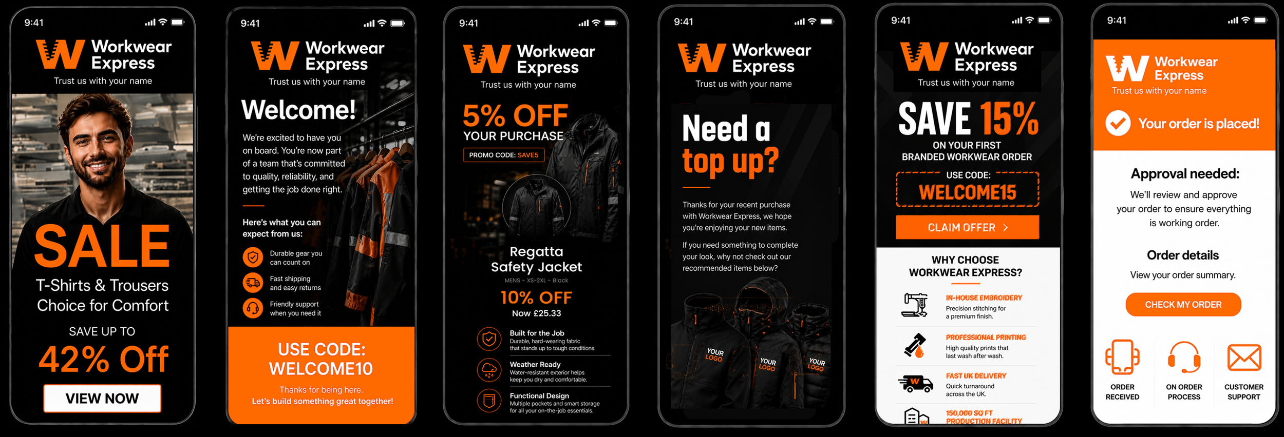 Workwear Express UK email designs mobile