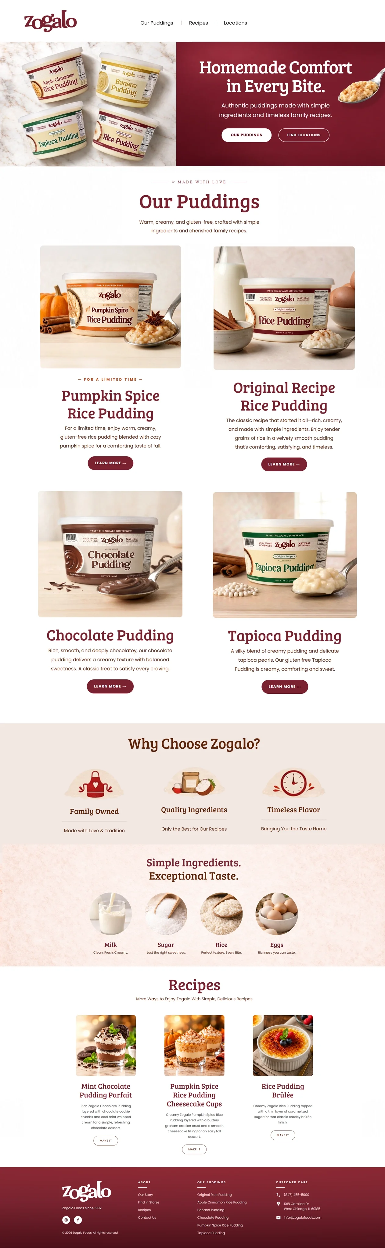 Zogalo Foods full homepage design