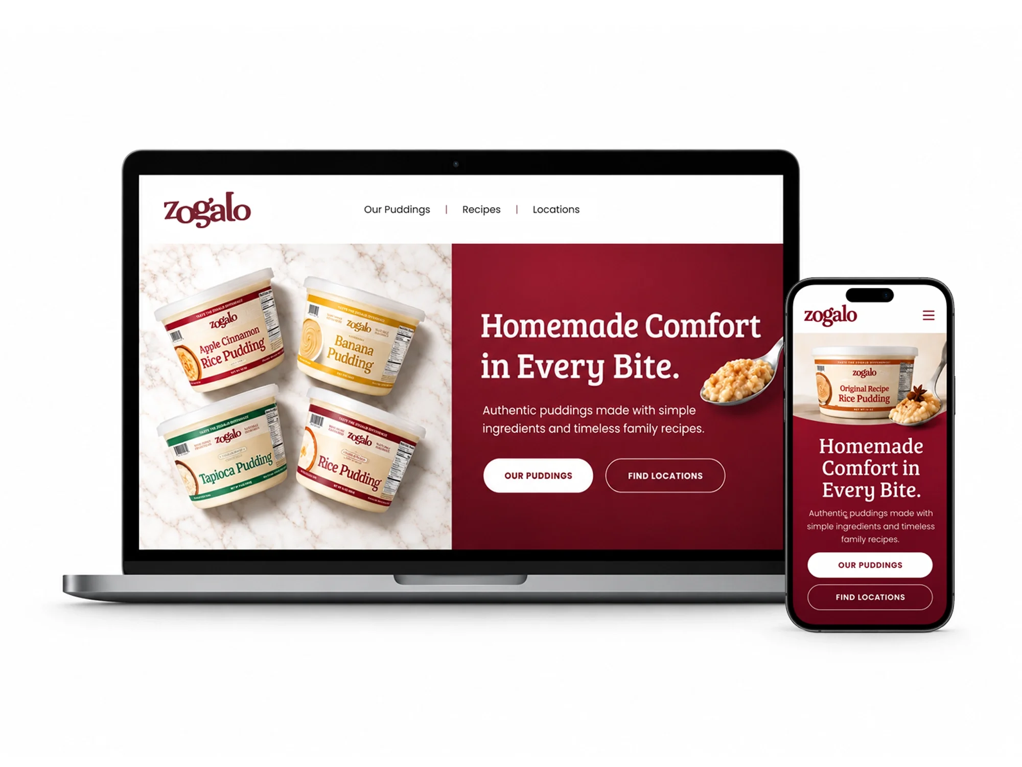 Zogalo Foods website on laptop and phone