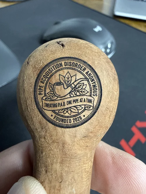 Logo engraved on wood