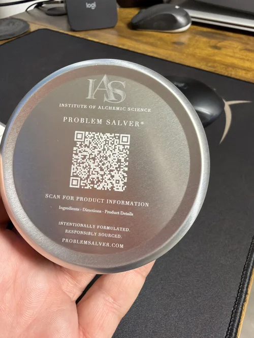 Laser-marked QR code on a product tin