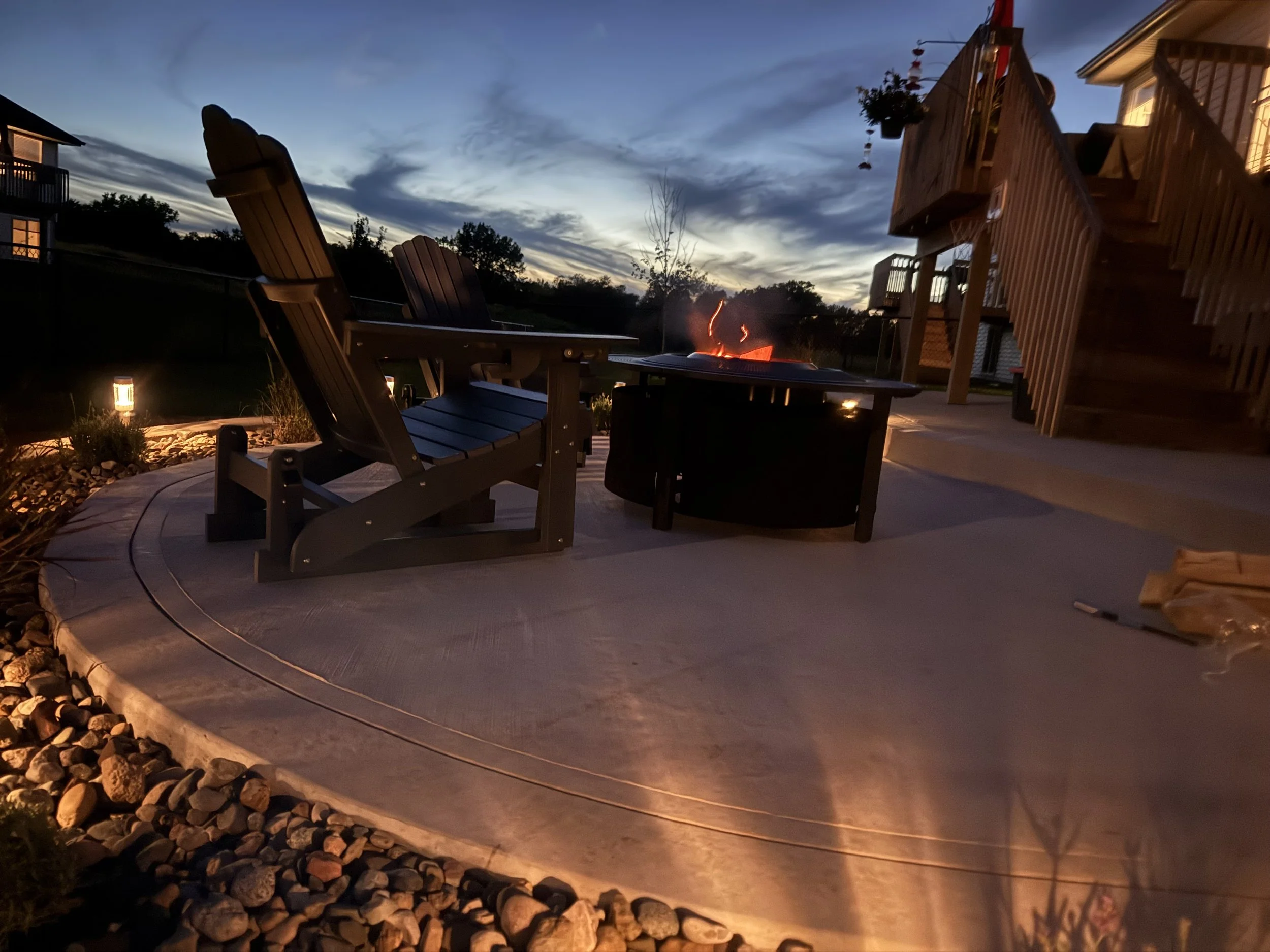 Finished fire pit patio and stain job
