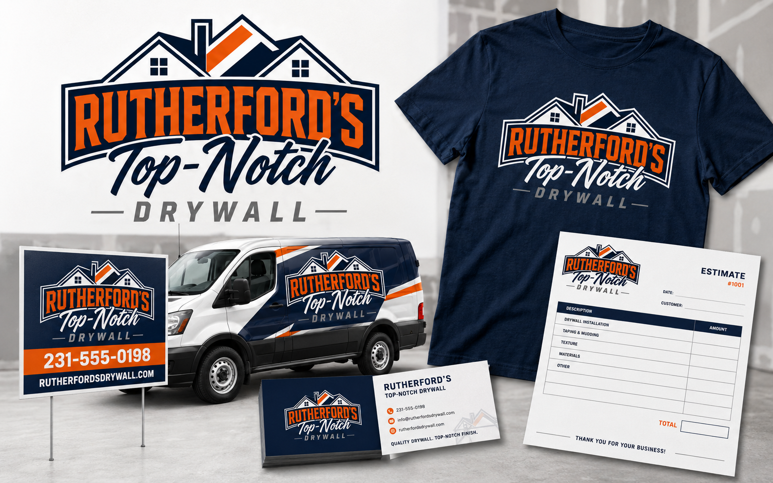 Rutherford's Drywall brand identity project