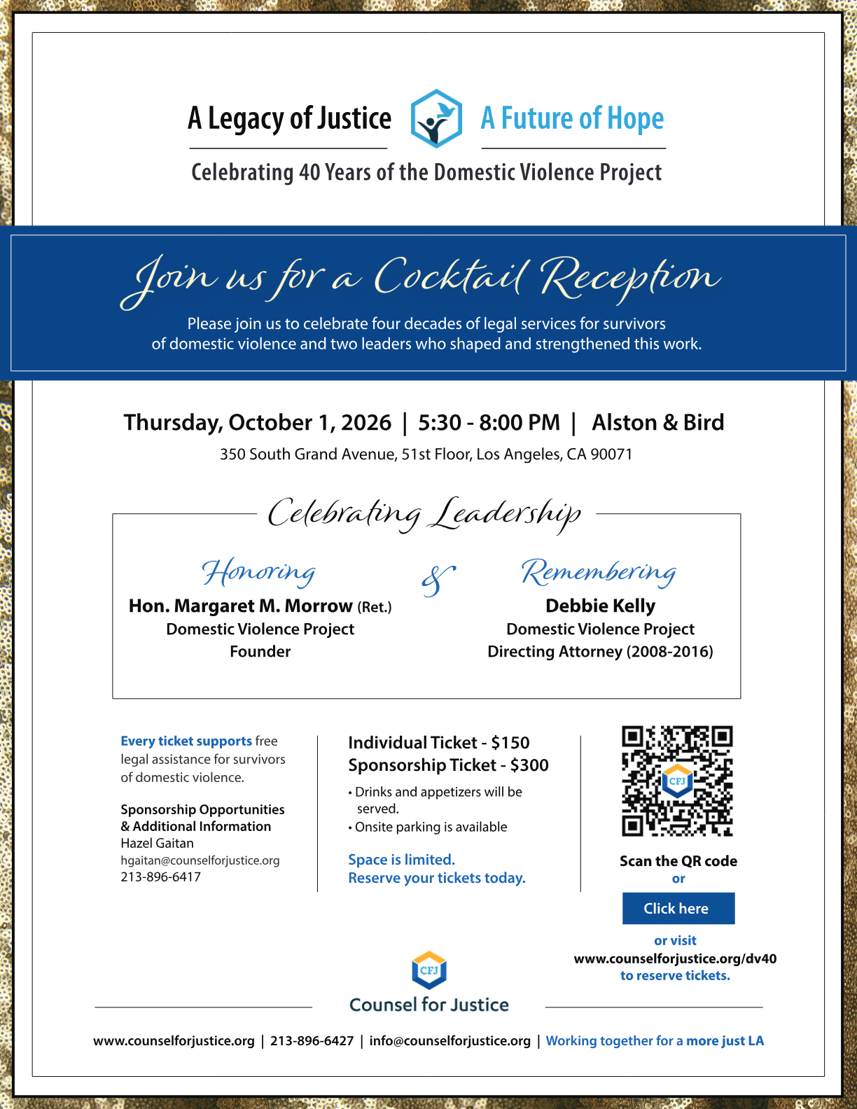 A Legacy of Justice invitation flyer