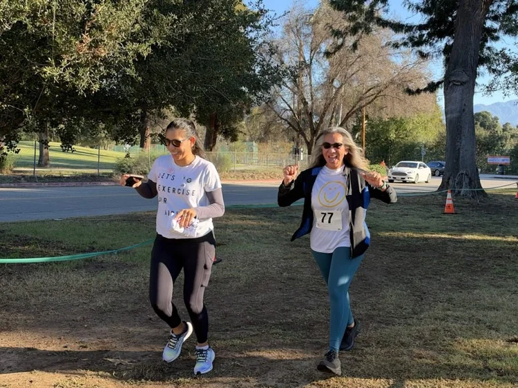 Two runners approach the finish line