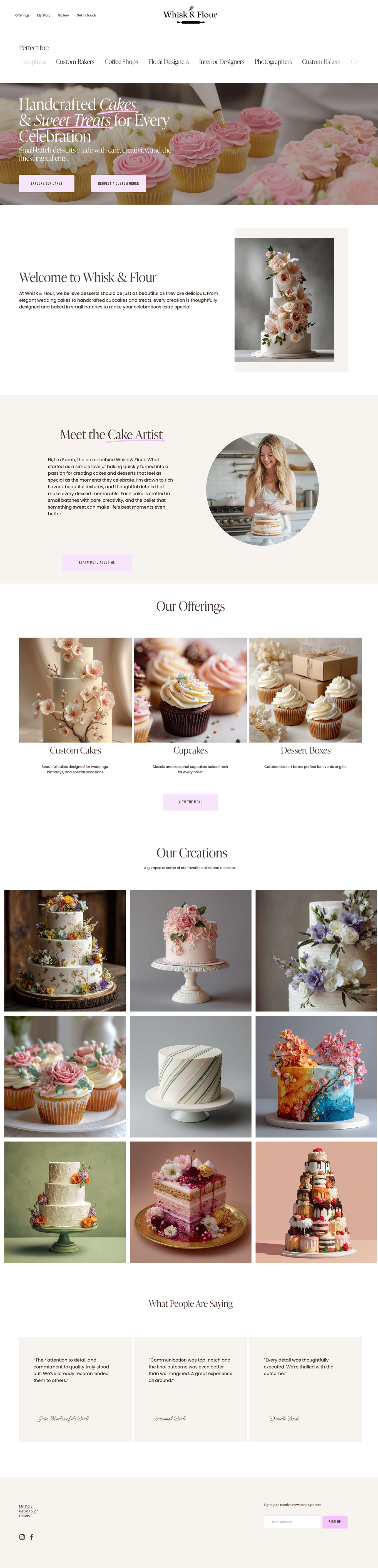 Whisk and Flour full website preview