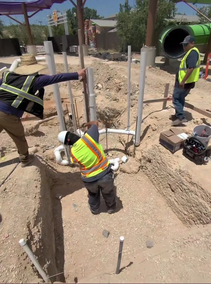 Commercial trench plumbing installation