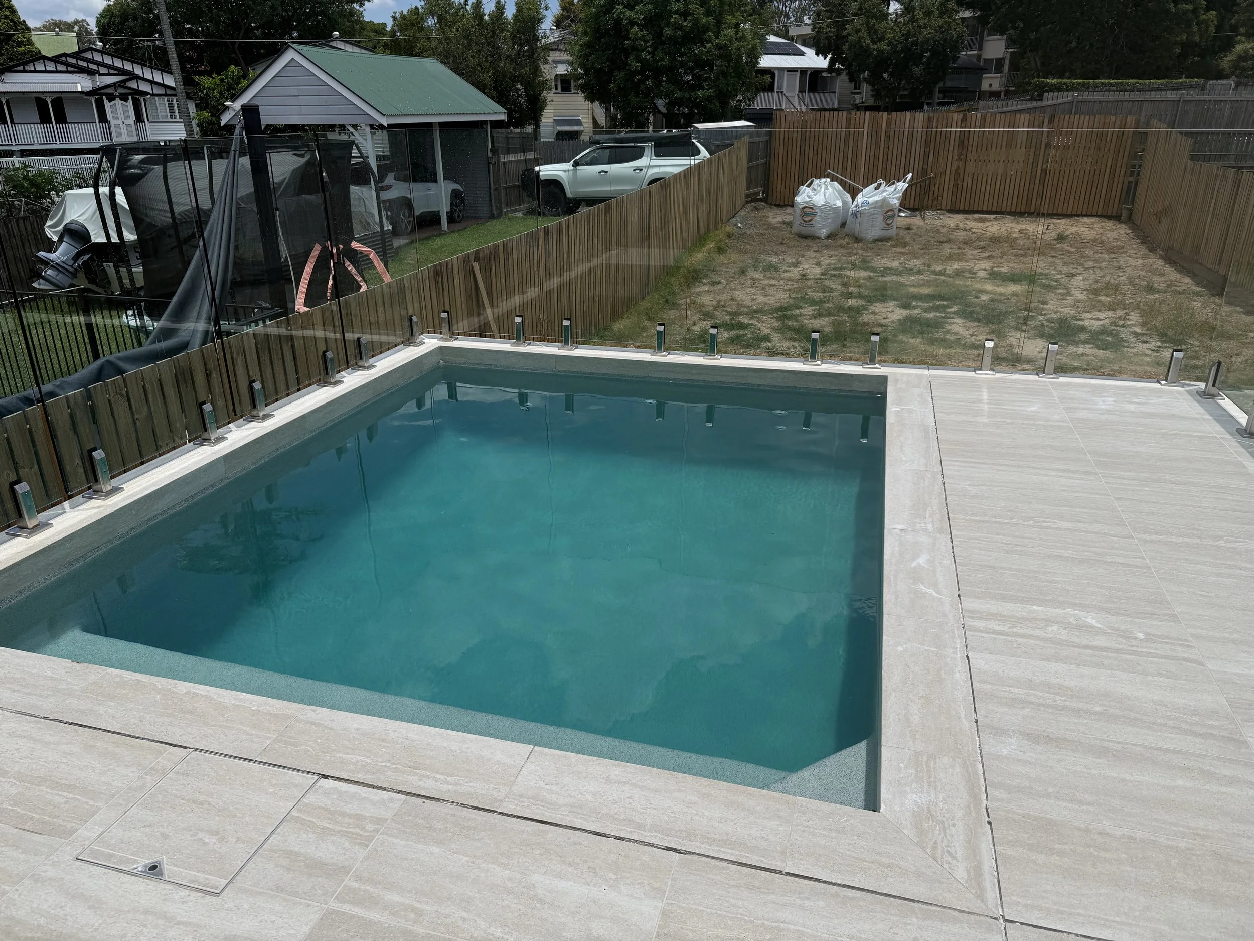 The completed pool plumbing installation