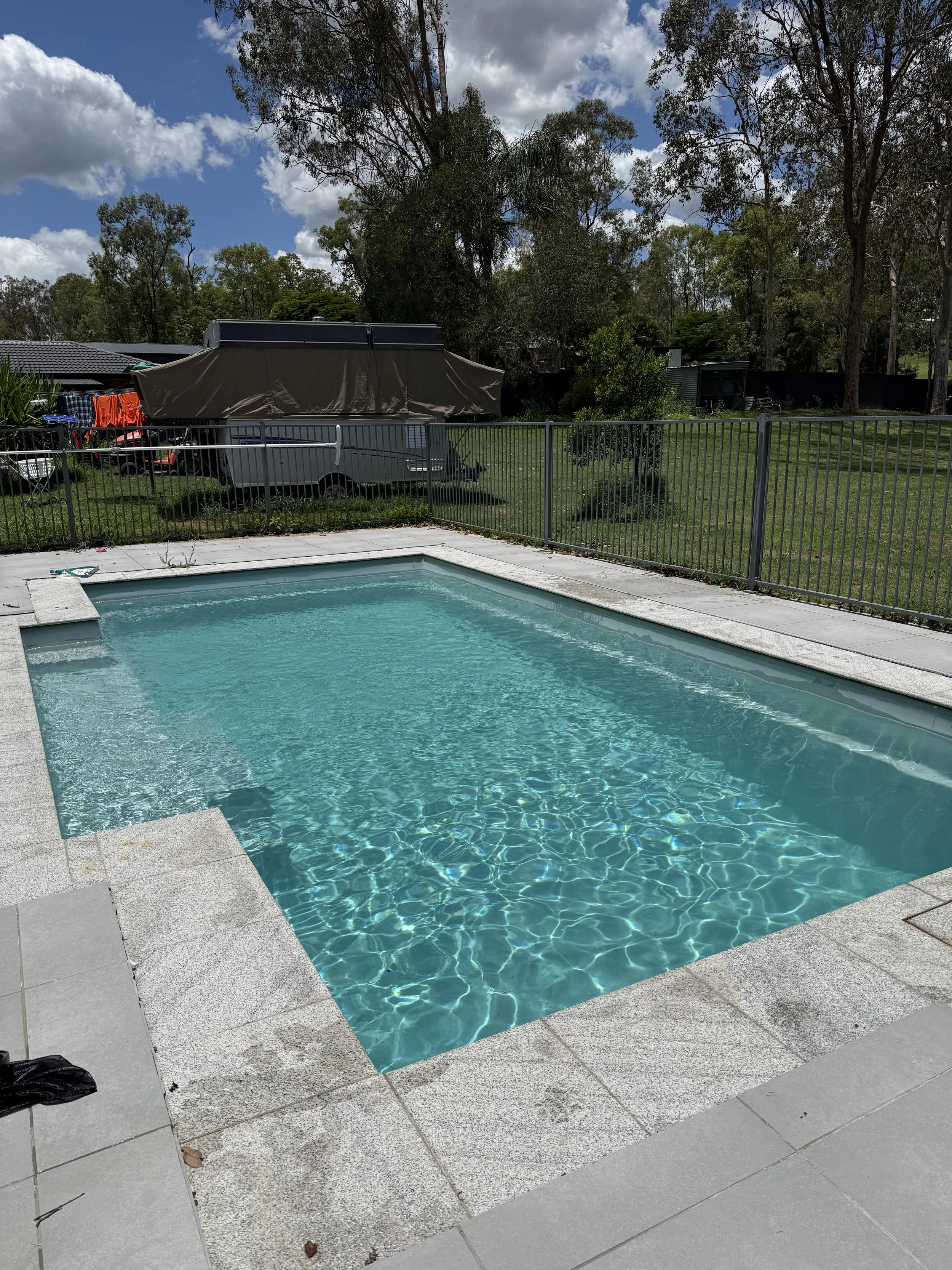 Water beginning to clear during the green to clean process