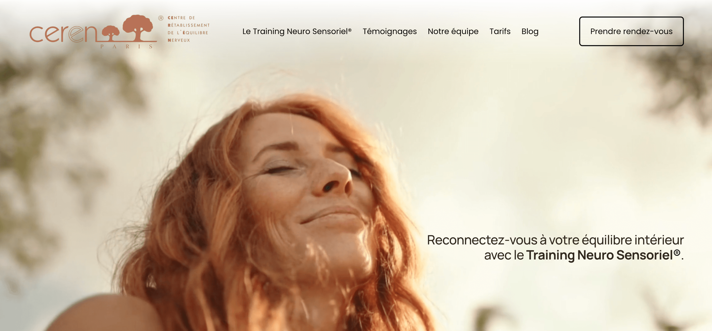 Page d’accueil du site Training Neuro Sensoriel France conçu par .Swarm