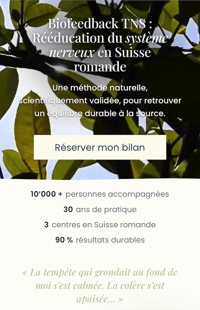 Page d’accueil mobile du site Biofeedback TNS Suisse