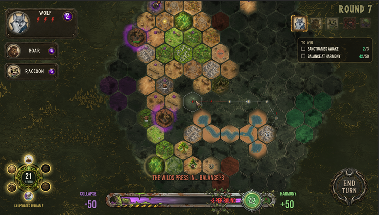In-game screenshot: the Wolf scouting a river map in round 7