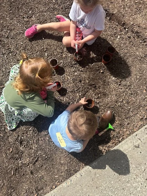 Kids planting seeds in the garden at summer camp at The Clubhouse Phoenixville PA