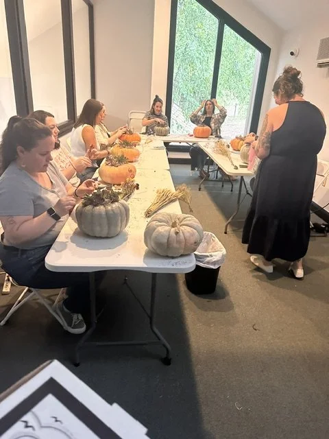 Pumpkin and succulent centerpiece