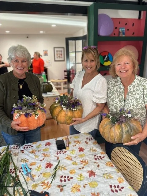 Pumpkin and succulent centerpiece