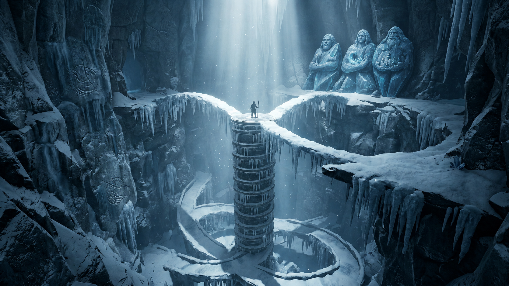 Icy cave scene