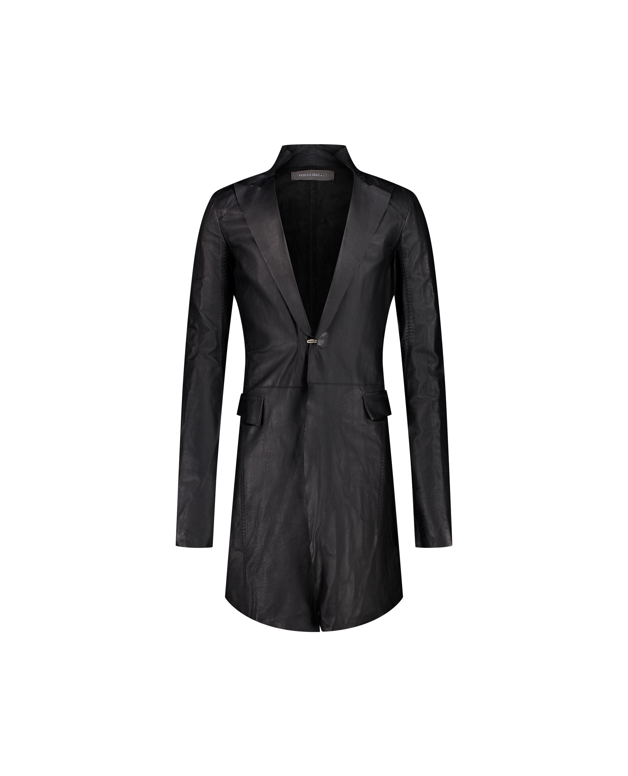 6 BLACK LEATHER COAT