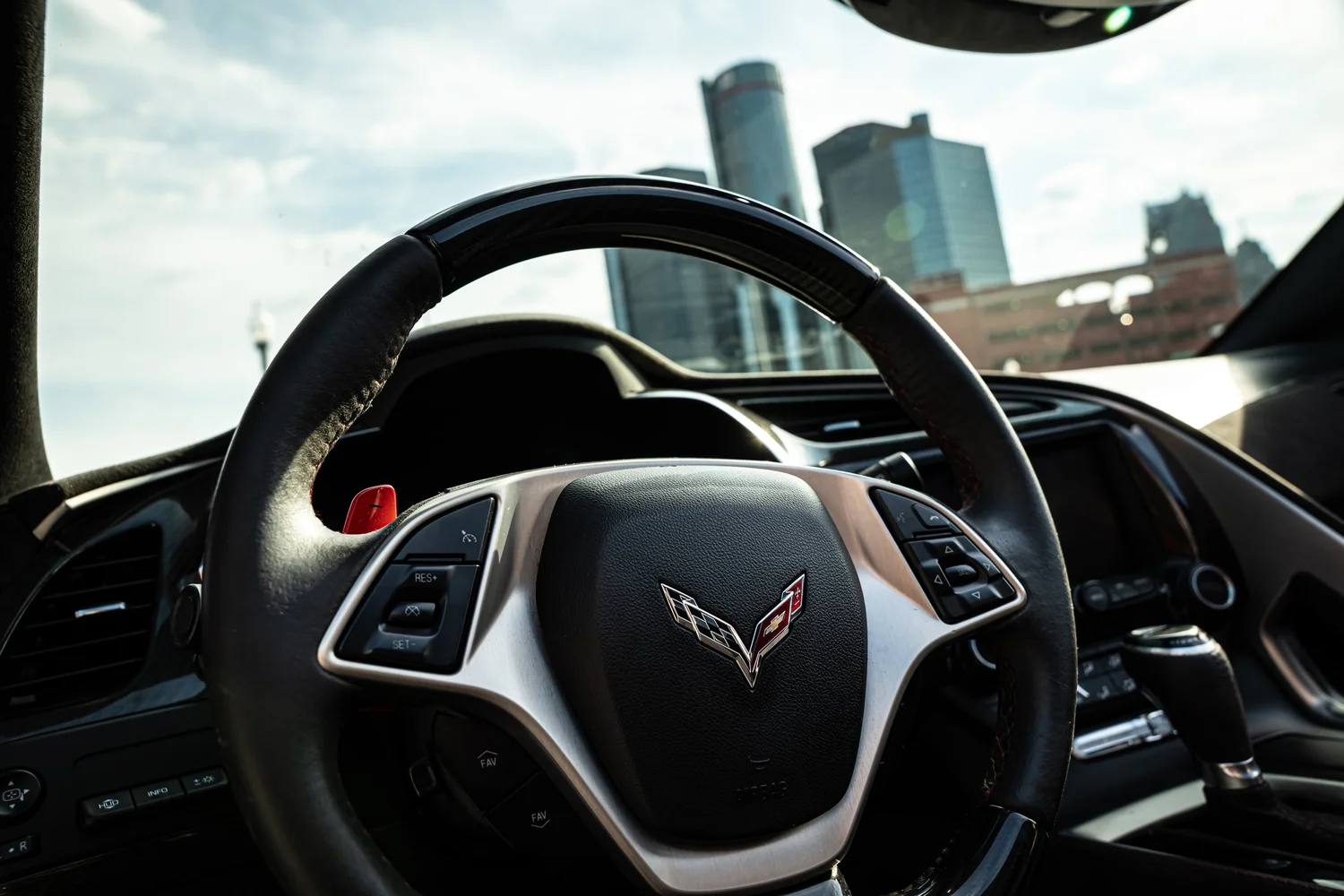 C7 Corvette Grand Sport Torch Red front three-quarter — Corsa Nero
