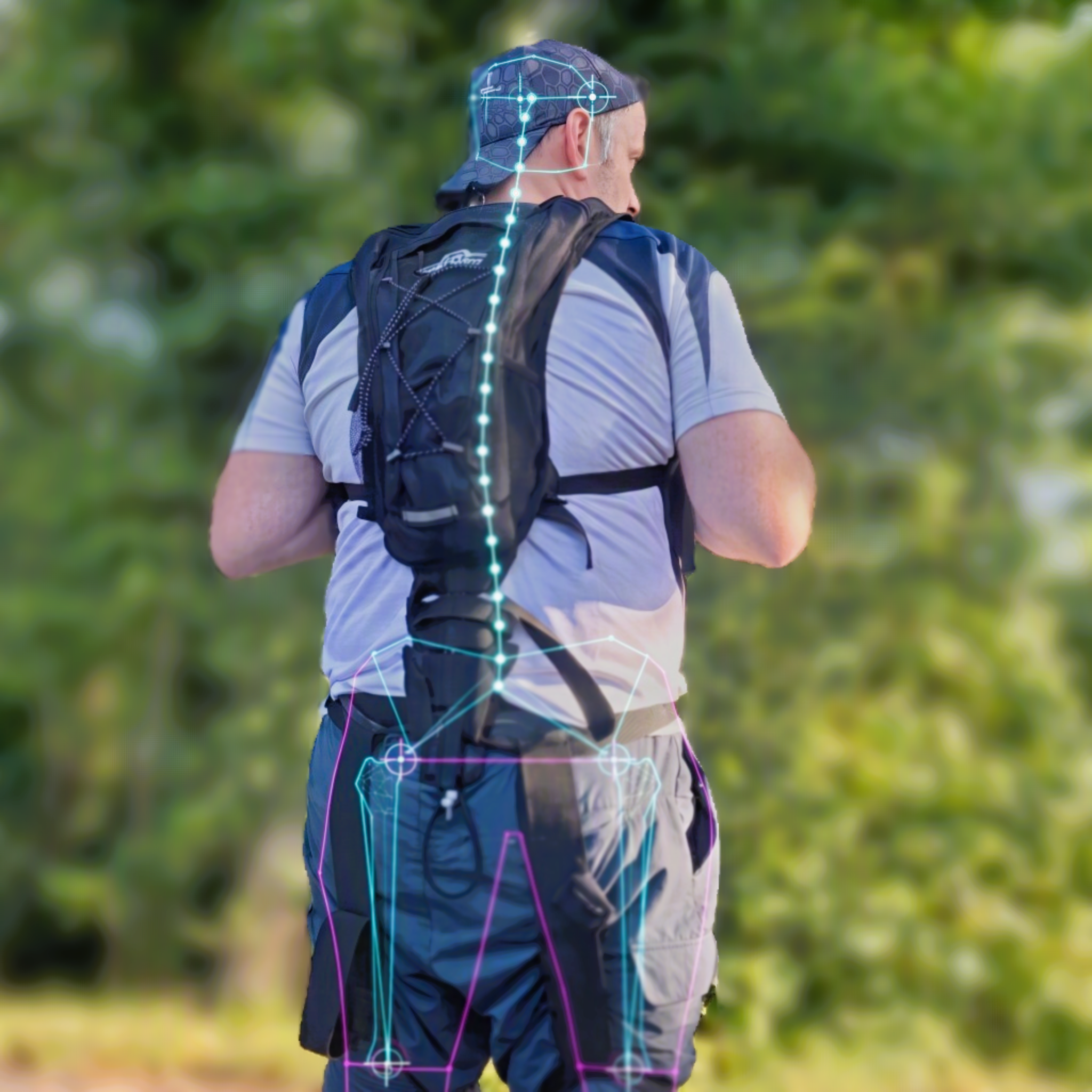 AR visualization of the sensorless measurement system tracking body posture in the field