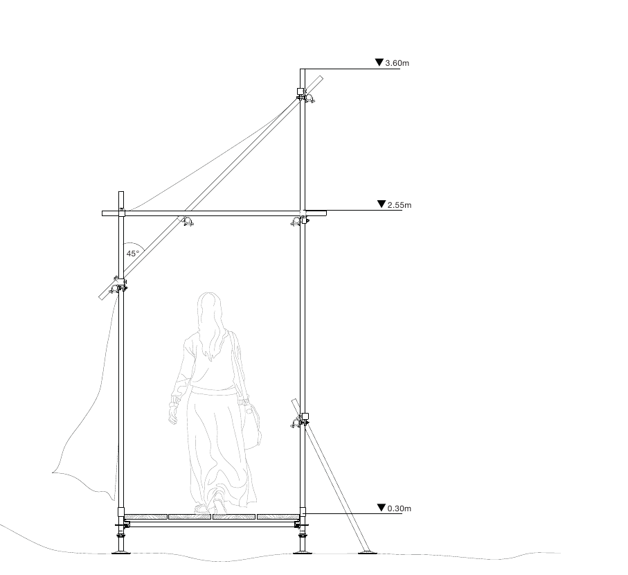 Section drawing of the pavilion