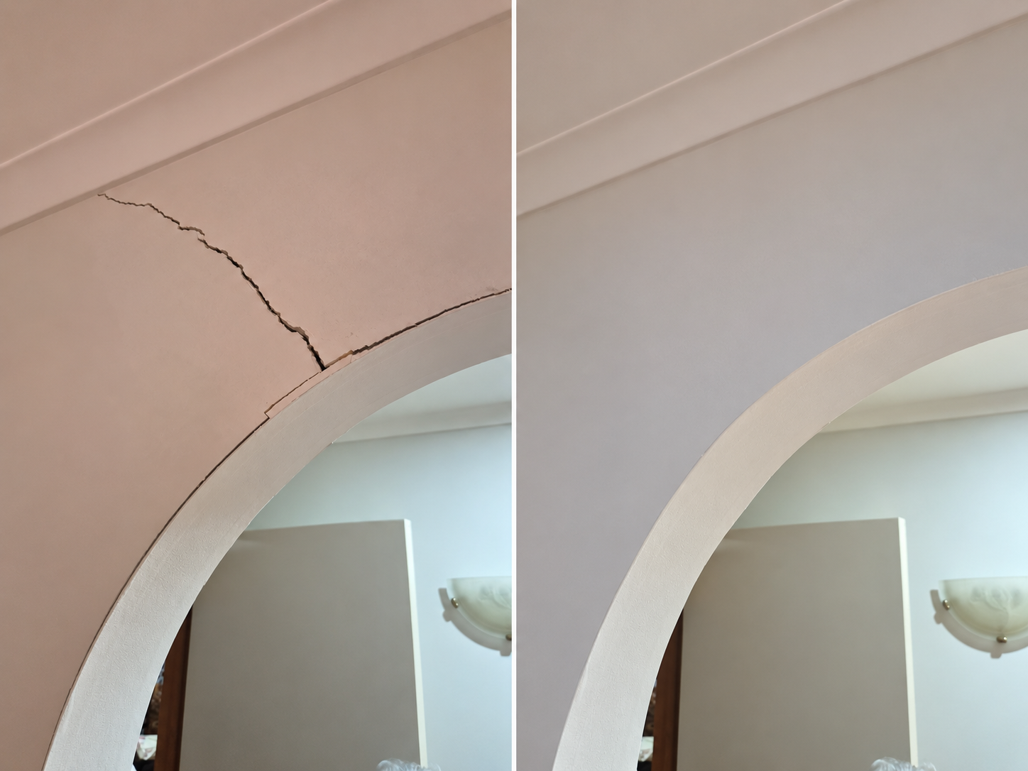 Archway repair before and after