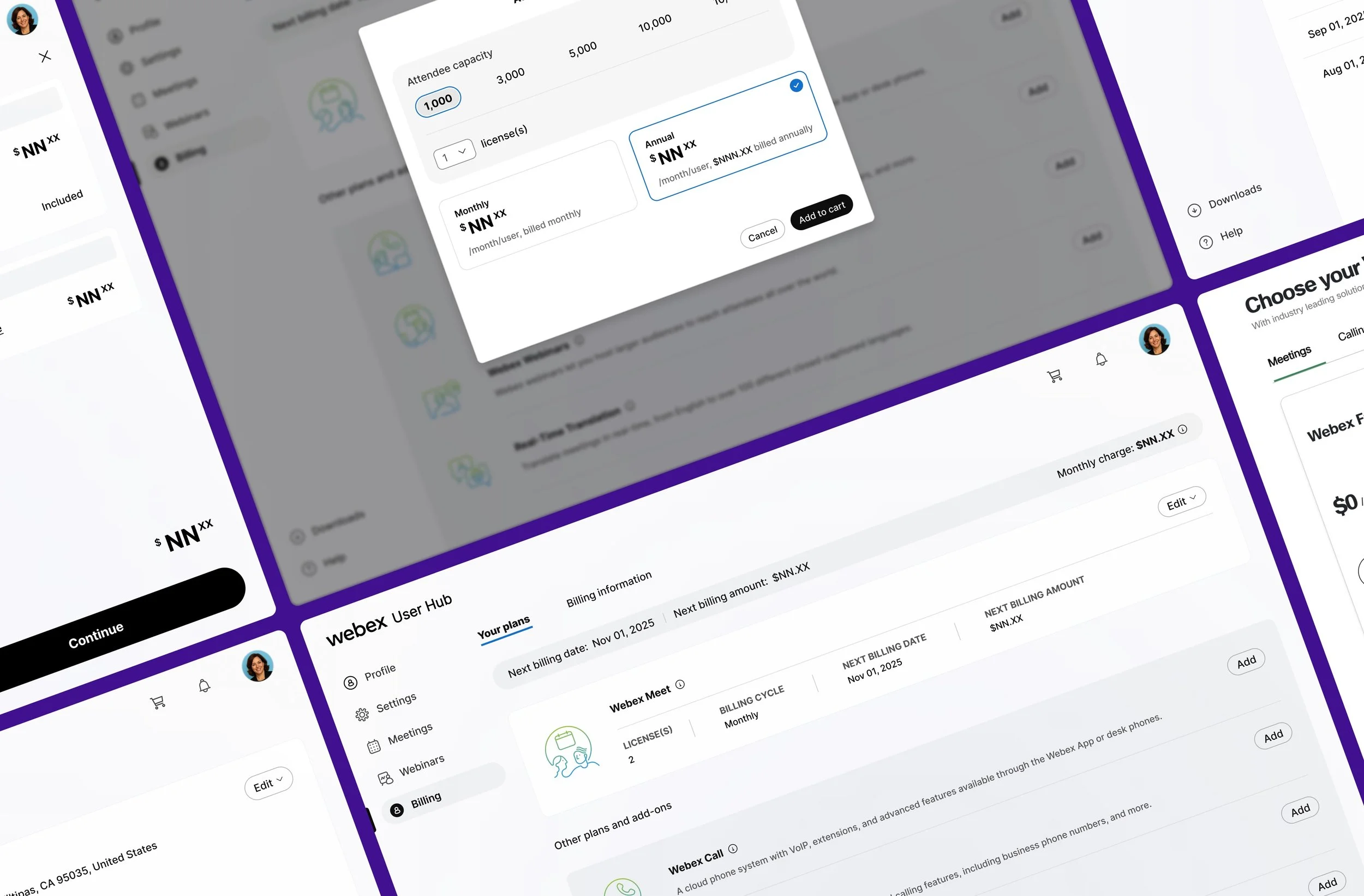 Screenshot of the Webex Subscription Flow