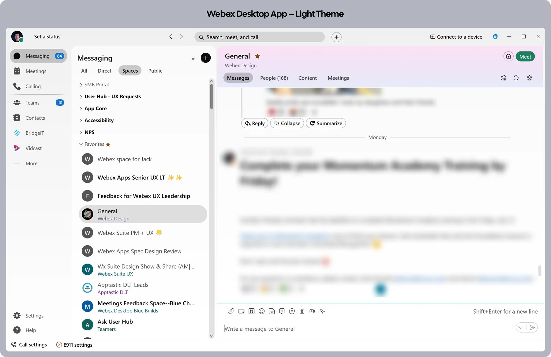 The Original Webex App Visual in Light Theme