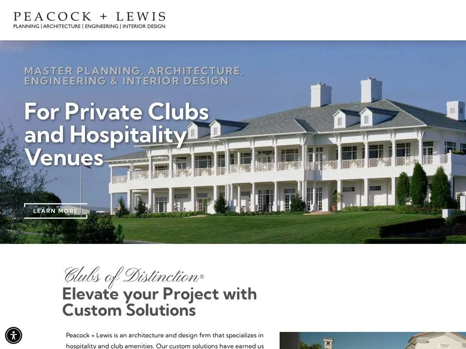 Homepage of Peacock + Lewis