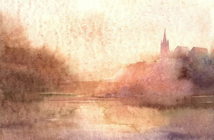 Paesaggio dipinto ad acquerello