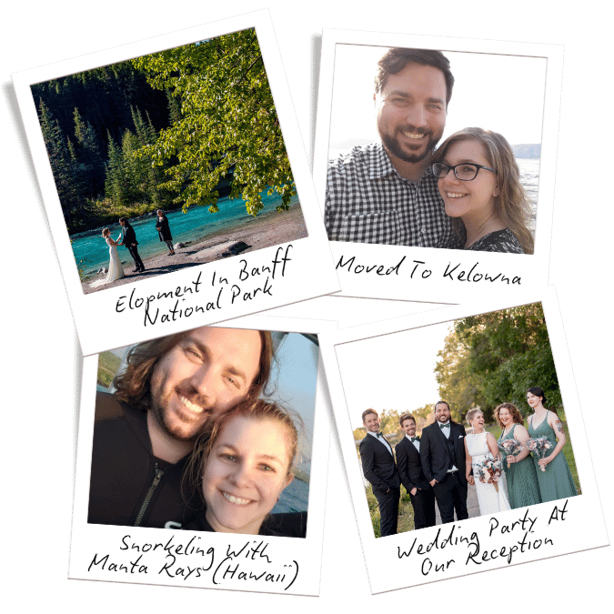 Edmonton headshot photographer Marcus Rideout and his wife: eloping in Banff National Park, moving to Kelowna, snorkeling with manta rays in Hawaii, and their wedding party