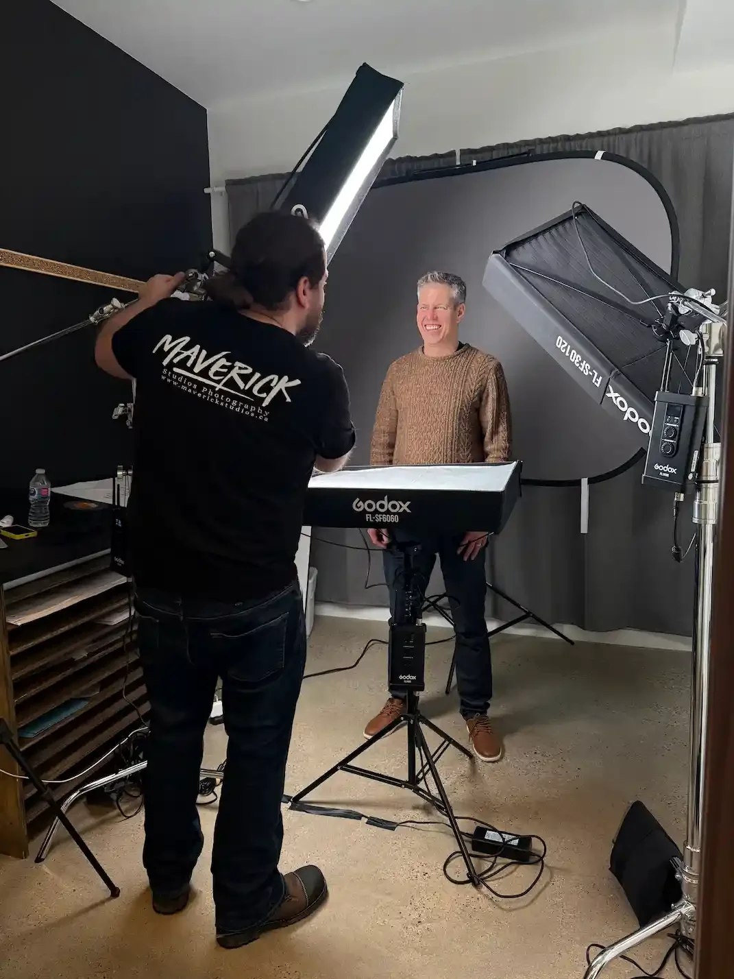 Headshot lighting setup for Effect Home Builders in Edmonton