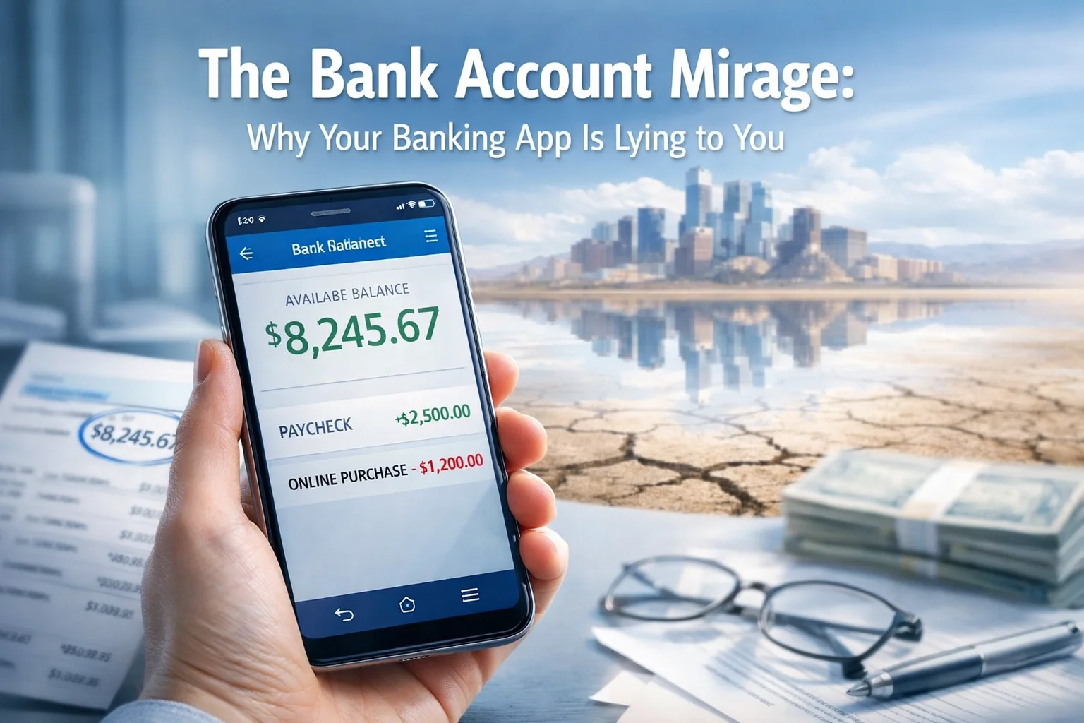 Phone with a balance on screen representing how bank balances can mislead owners.