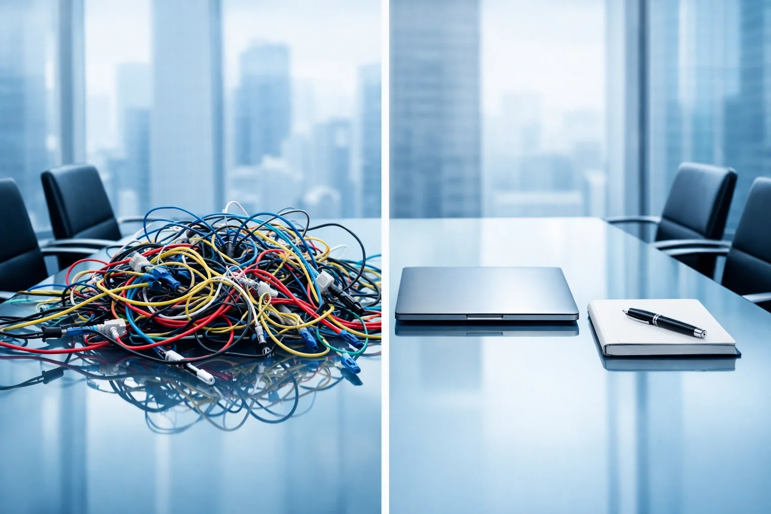 Visual comparison of bookkeeping chaos versus clean data from professional outsourced bookkeeping services.