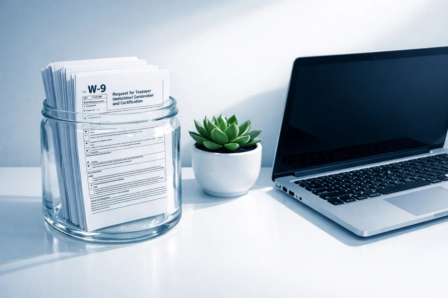 Organized W-9 forms for contractor compliance