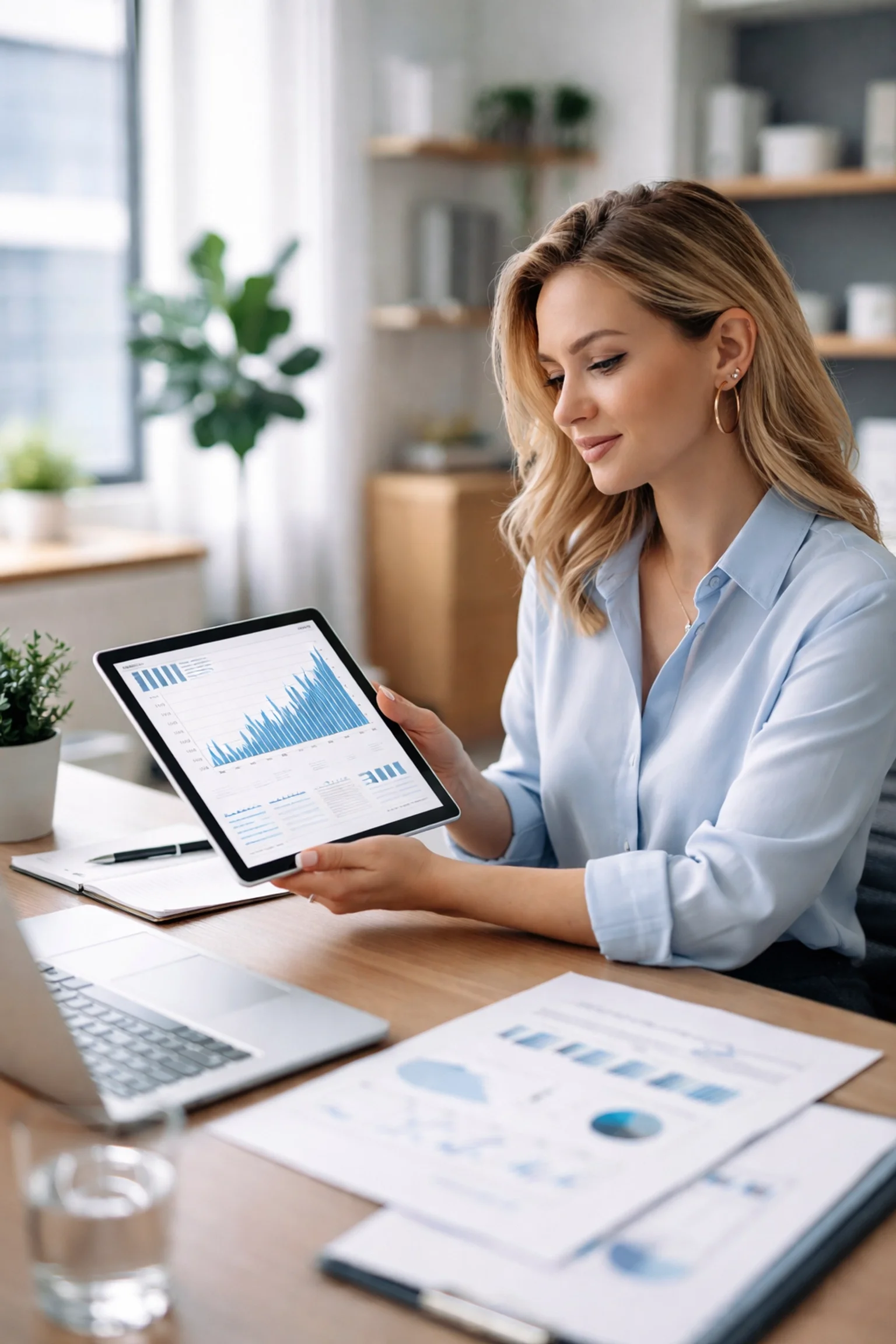 Business owner looking at clear financial strategy