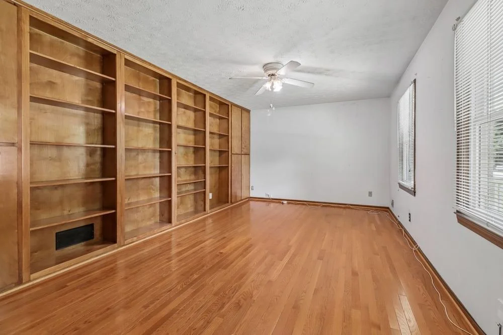 Den with built in bookcases