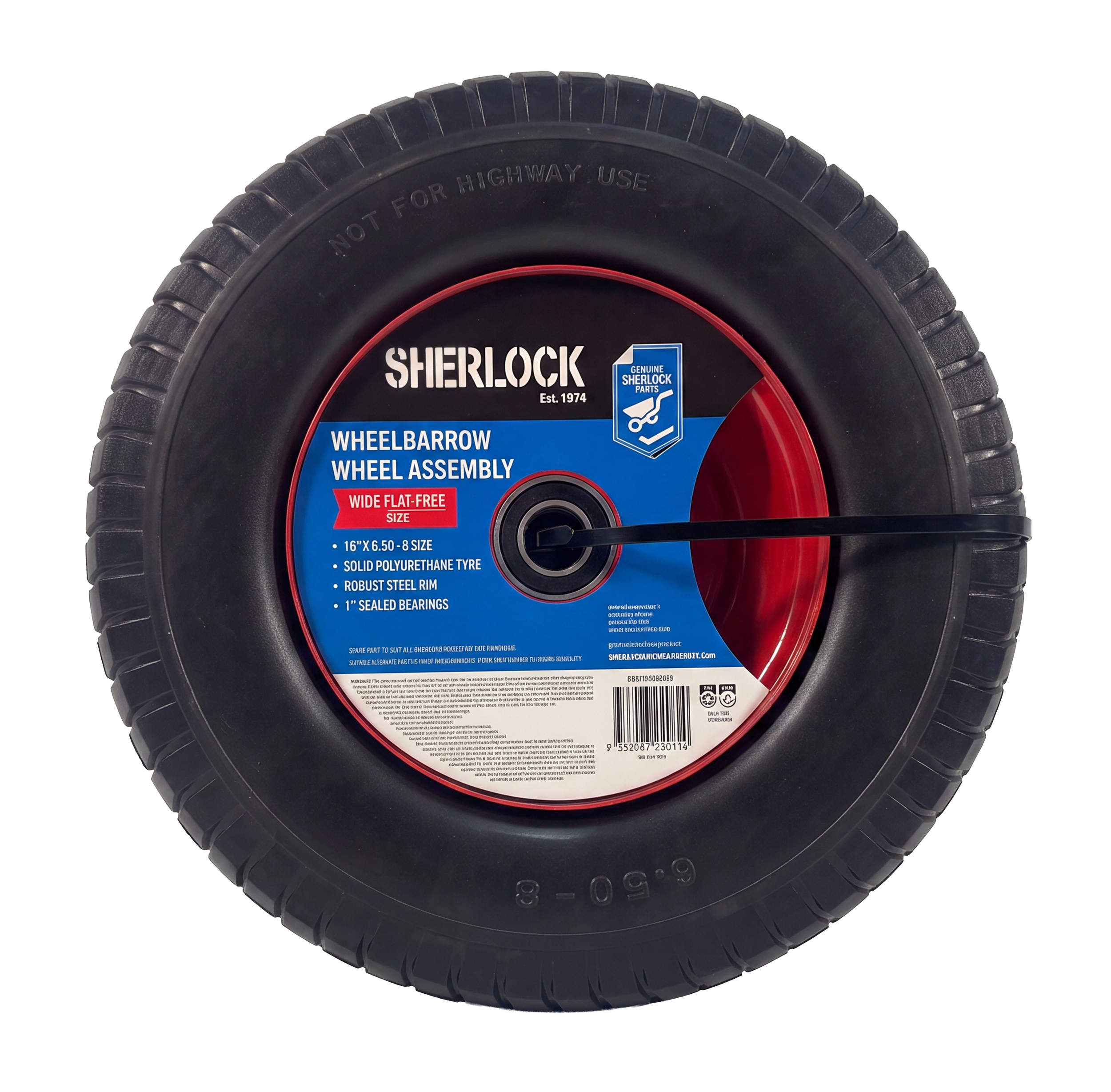 Wide Flat Free Wheelbarrow Wheel Assembly image 2