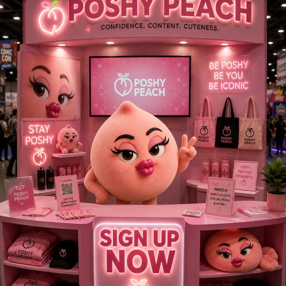Poshy, the Poshy Peach mascot