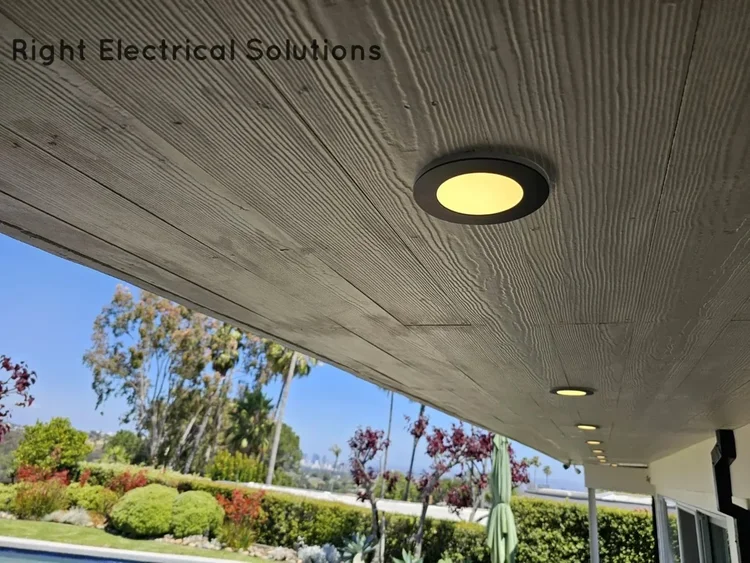 Covered patio lighting installed by Right Electrical Solutions