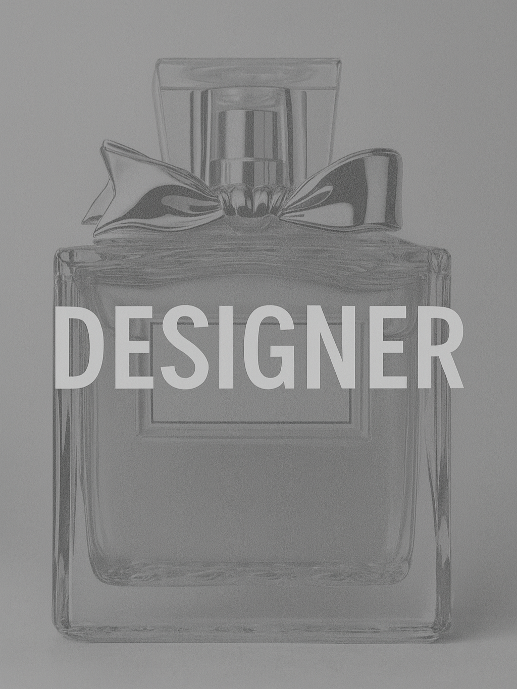Greyed-out designer perfume bottle