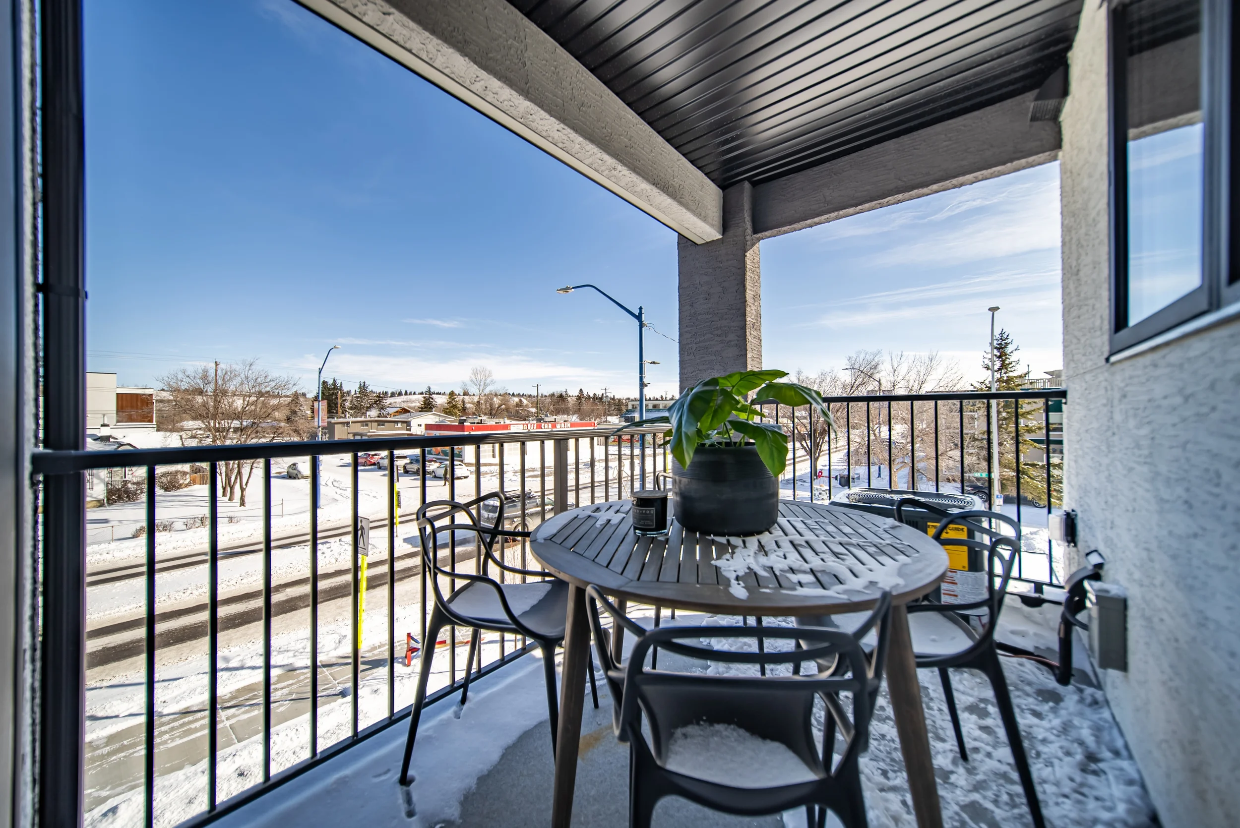 Dining and kitchen area in townhomes for rent in Calgary with stylish finishes and open layout