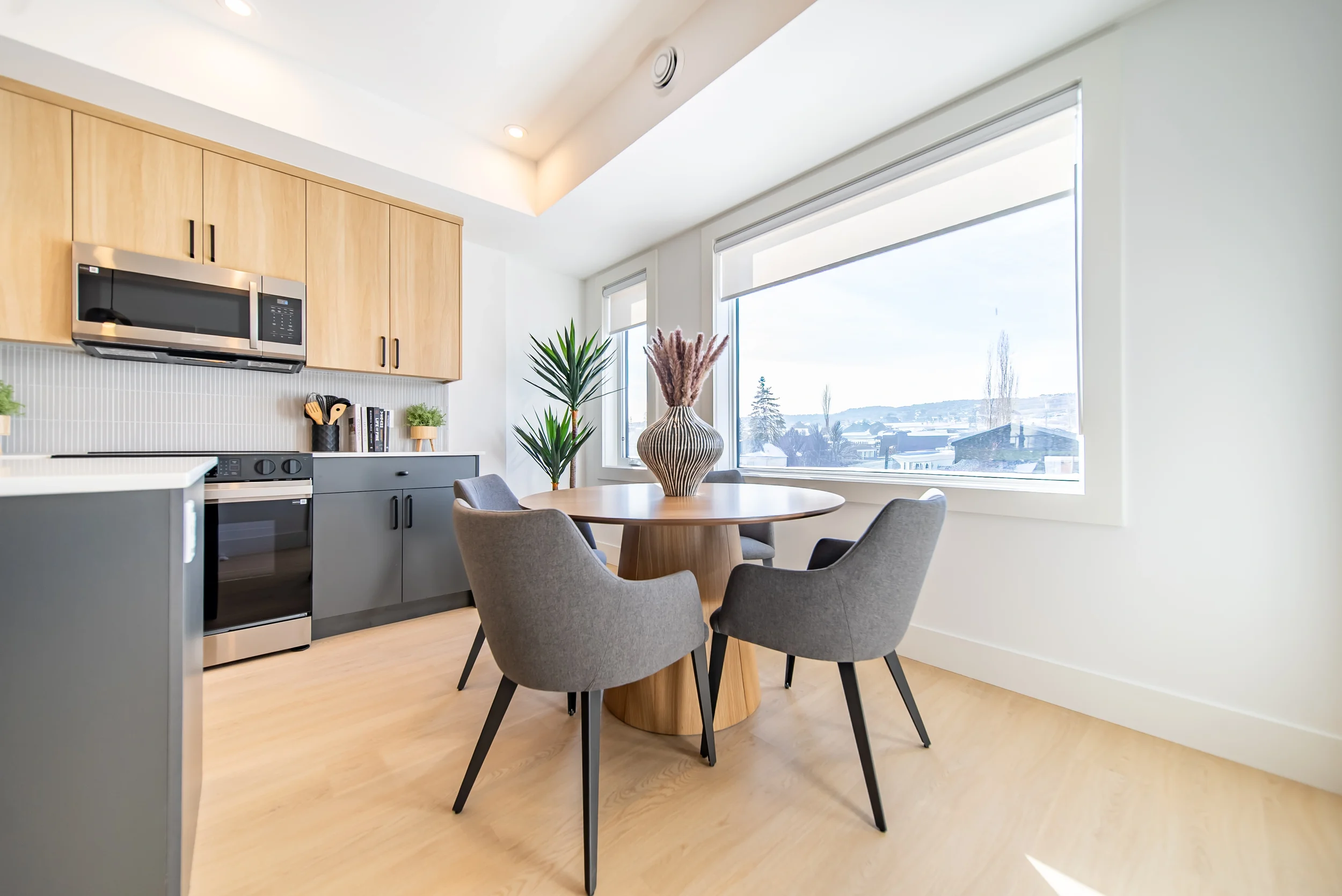 Comfortable bedroom in townhomes for rent in Calgary with modern design and large windows