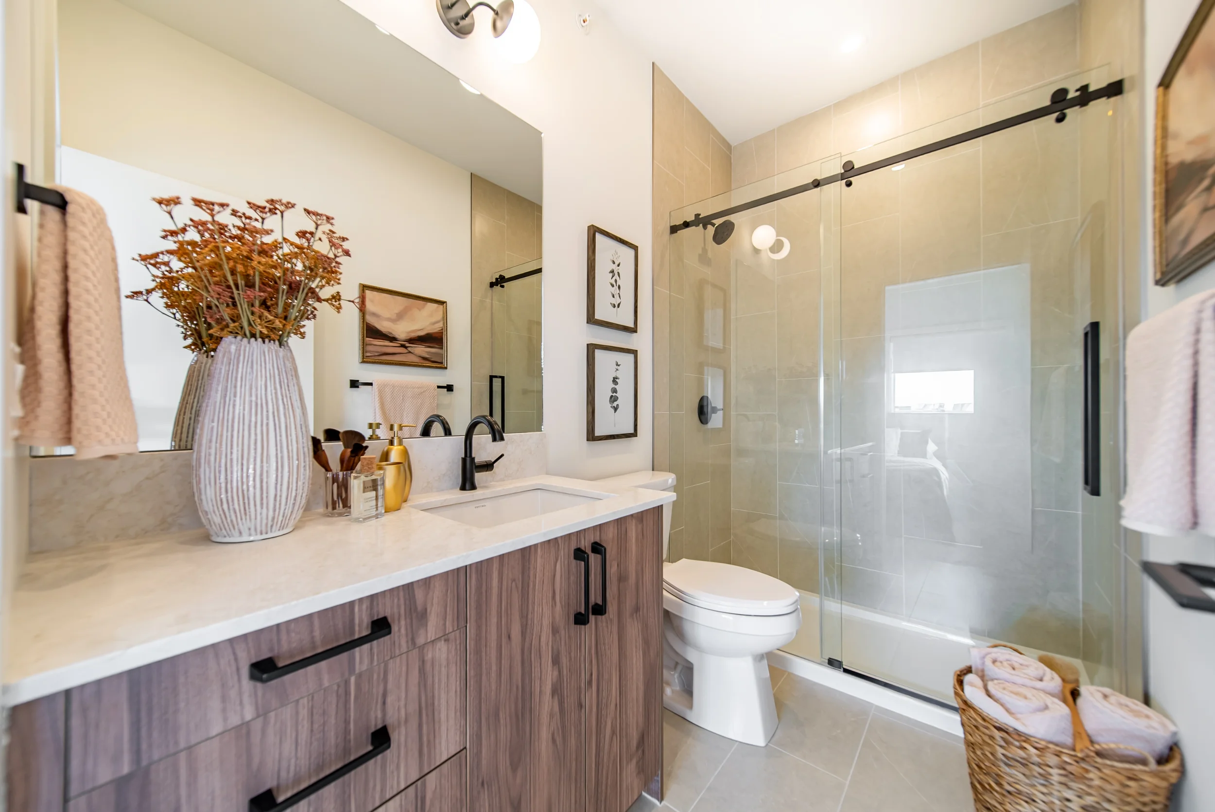 Bright living room in townhomes for rent in Calgary with large windows and modern finishes