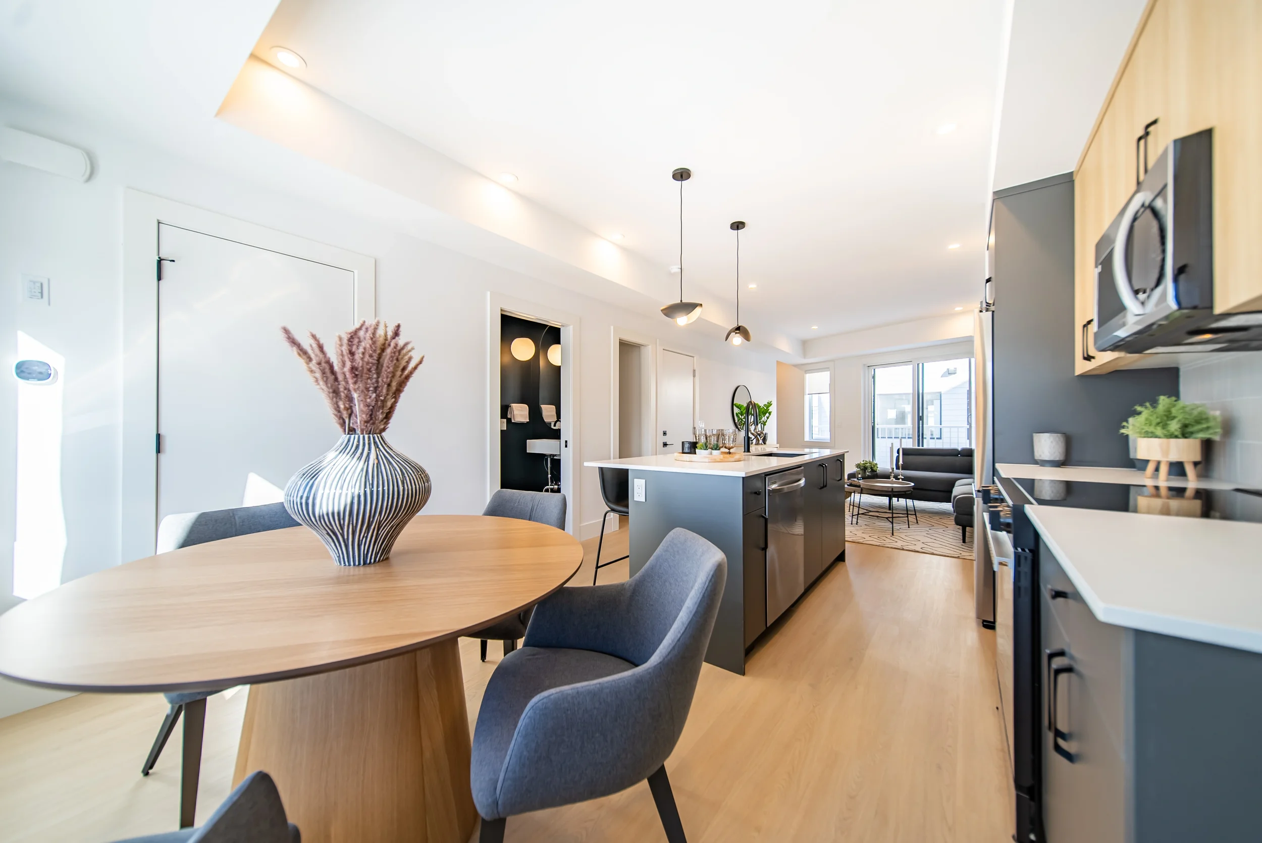 Exterior of modern townhomes for rent in Calgary with clean lines and contemporary design